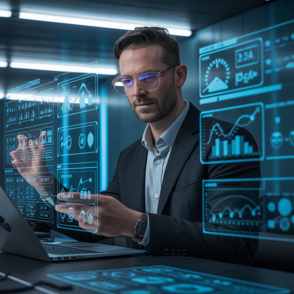 Estratega digital analizando dashboards de marketing